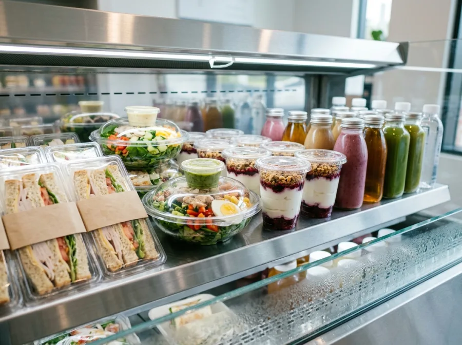 Grab-and-go cooler and pantry display